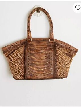 Corral leather suede studded satchel tote handbag EUC